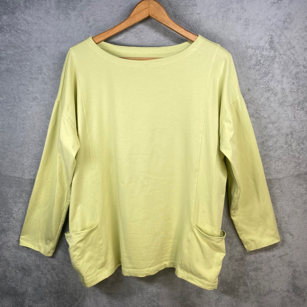 Eileen Fisher Top Medium Organic Cotton Lagenlook Oversized Boho Chic‎ Luxury - Picture 2 of 6